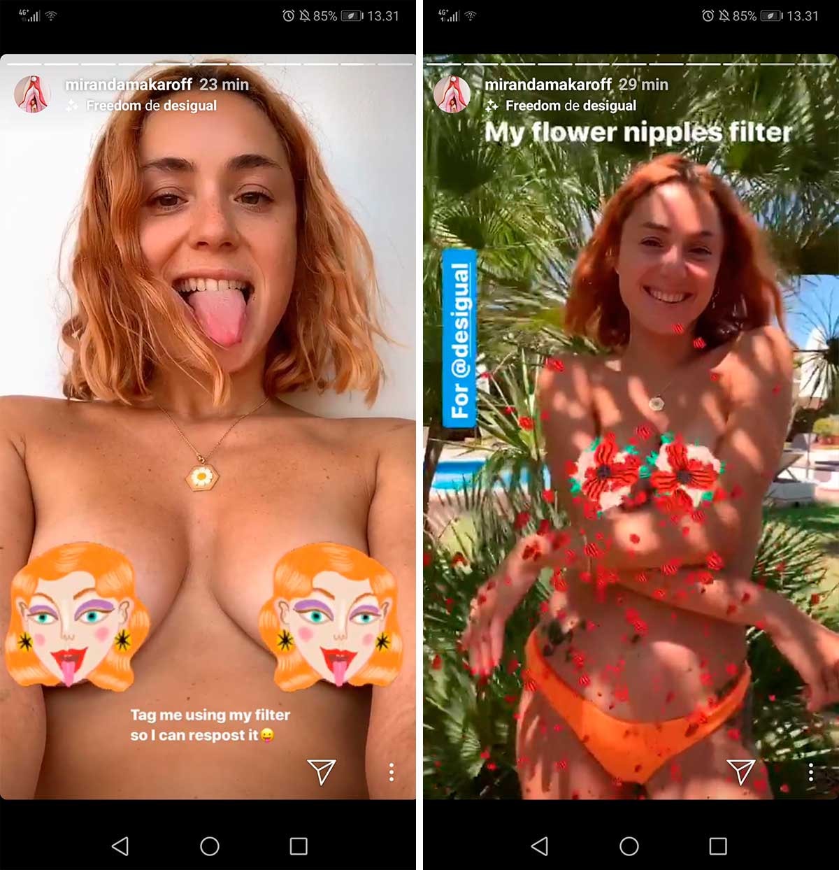 Desigual y Miranda Makaroff crean un filtro para pechos en Instagram Desigual y Miranda Makaroff crean un filtro para pechos en Instagram